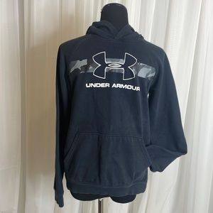 Black with Black/Grey Camouflage stripe UNDER ARMOUR Hoodie, size YXL